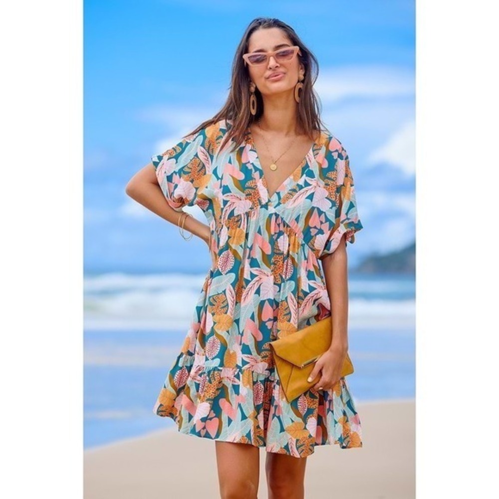 Cupshe Soft Tropics Short Sleeve Mini Dress
size L